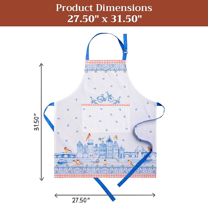 Maison d' Hermine 100% Cotton Apron for women with Pocket Kitchen Chef Apron for Men Cooking Spring Summer