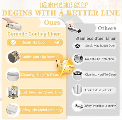Insulated Tumbler With Lid And Straw, Stainless Steel Cat Coffee Tumbler 16 Oz, Travel Ceramic Lined Coffee Tumbler, Double Wall Vacuum Leak Proof Mug For Office School Party Camping (Working Cat)