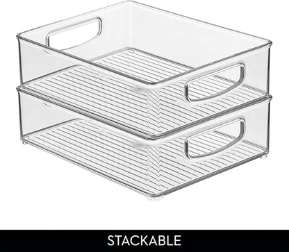 iDesign Stackable Plastic Handle Bin Assortment Set - Storage Organizers for Kitchen, Fridge, Pantry, Home -18 Pack, Clear | Cabinet Organization, Container, BPA-Free