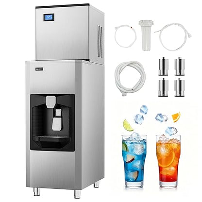 EUHOMY Commercial Ice Maker Machine 500Lb/24H, Ice Ready in 10-15 min,SECOP Compressor, Industrial Ice Machine with 130Lbs Automatic Ice Bin Dispenser, Ice Maker Machine for Hotel/Restaurant/Business