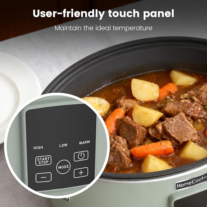 HOMECOOKIN Slow Cooker, Extra Large 10 Quart Programmable Slow Cookers with Timer, Dishwasher Safe Glass Lid & Crock, Kitchen Appliance for Families and Gatherings, Olive