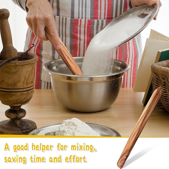 11 Inch Wooden Sourdough Bread Mixing Stir Stick Spurtle Wooden Sourdough Bread Making Tools Paddle Stirring Stick for Kitchen Cooking(Teak)