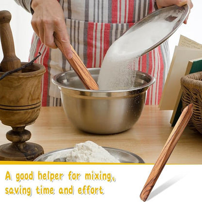 11 Inch Wooden Sourdough Bread Mixing Stir Stick Spurtle Wooden Sourdough Bread Making Tools Paddle Stirring Stick for Kitchen Cooking(Teak)