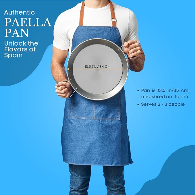 Garcima 13 1/2-inch Pata Negra Restaurant Grade Paella Pan, 34cm