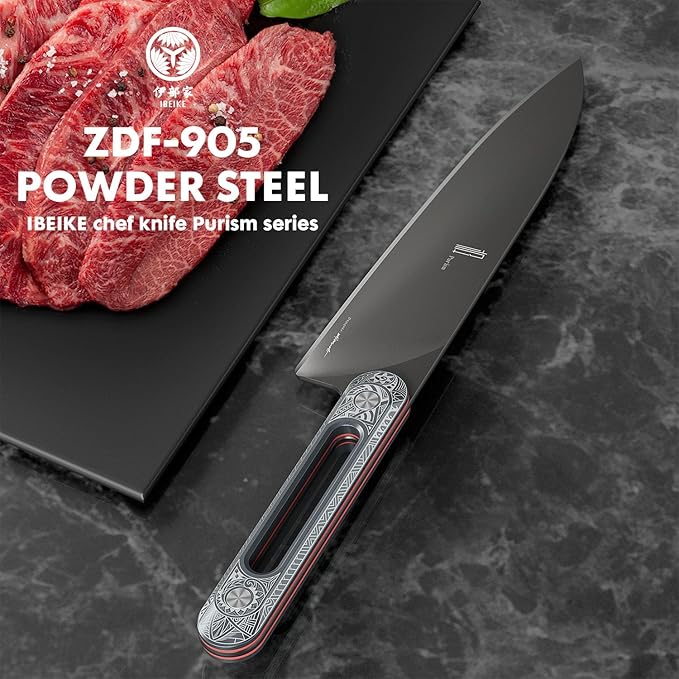 Japanese Chef Knife 8 Inch: ZDF-905 Powder Steel, Ultra Sharp Kitchen Knife, Full Tang Professional Chef Knife with Interchangeable Laser-Engraved Handles, Purism Series