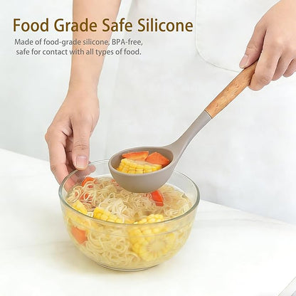 Silicone Cooking Utensils Set - 446°F Heat Resistant Silicone Kitchen Utensils Set, Spatula,Turner Tongs, Spoon, Whisk,Kitchen Gadgets for Nonstick Cookware, BPA Free（Khaki）