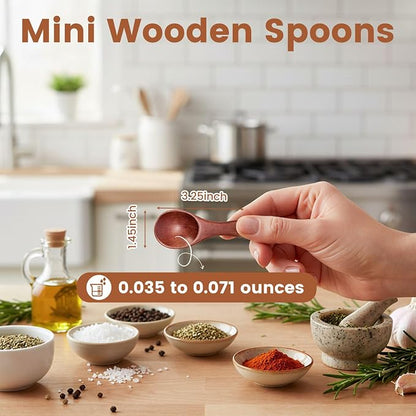 HANSGO 10PCS Small Wooden Spoons, 3.25 Inch Wooden Teaspoons, Cute Little Spoons for Spices, Bath Salt, Grains, Sugar, Coffee, Powder, Dessert, Loose-leaf Tea, Best Gifts, Sturdy & Lightweight