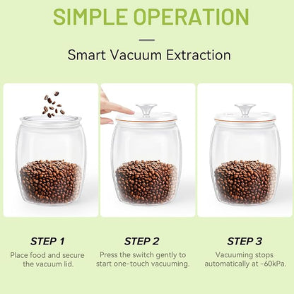 Secura VacGuard Fresh Canister, Electric Vacuum Canister, Smart Storage Container & Coffee Containers for Coffee Beans, Cookie & Pet Food 3 L, 101 oz