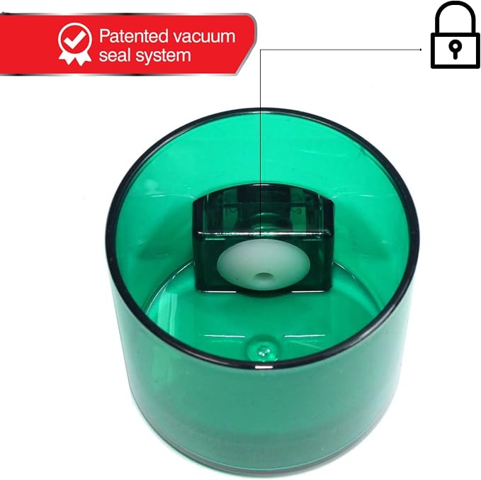 Vitavac - 5g to 20 grams Airtight Multi-Use Vacuum Seal Portable Storage Container for Dry Goods, Food, and Herbs - Green Tint