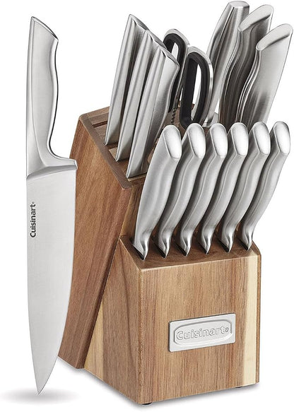 Cuisinart 15pc German Stainless Steel Hollow Handle Cutlery Block Set w/Acacia Block