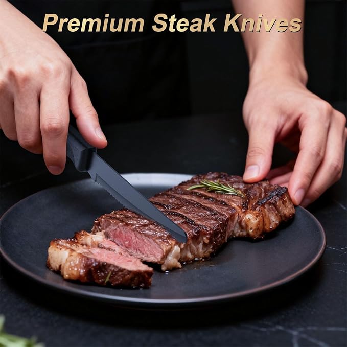Kitchen Knife Set with Block - 15 Pieces Knife Sets with Built-in Sharpener, Dishwasher Safe, Stainless Steel Blades Kitchen Knives