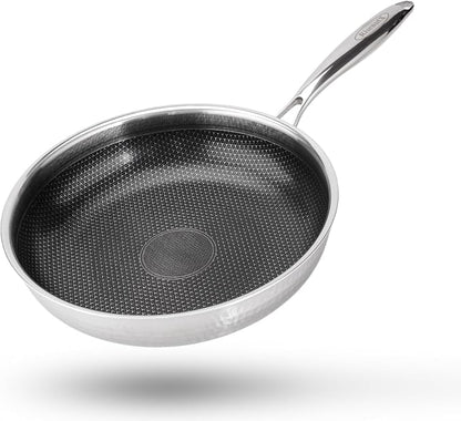 Hybrid 12 inch Stainless Steel Non Stick Skillet,Frying Pans Nonstick, PFOA Free Cookware, Dishwasher and Oven Safe, Induction Compatible