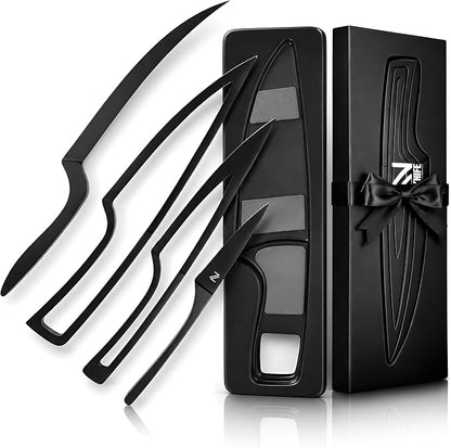 NestKnife Magnetic Kitchen Knife Set - 4 Piece VG10 High Carbon Stainless Steel Kitchen Knives with Patented Space-Saving Nesting Design & Magnetic Block - Ultra Sharp Professional Chef Knife Set