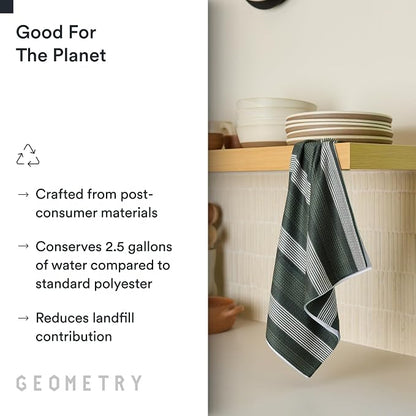 GEOMETRY Kitchen Tea Towels - Quick Dry Microfiber Dish Towels for Kitchen - Meadow 18" x 30" - 5 Pack