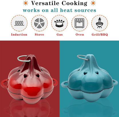 Cast Iron Smoker Roaster & Garlic Roster Baker, Smoker Box, Pre-Seasoned Cast Iron Garlic Roaster for Grill, Perfect for BBQ and Oven, for Smoky, Flavorful Vegetables, Meats or Wood Chips