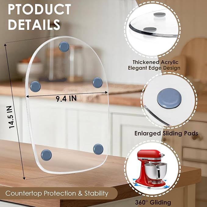 Thickened Acrylic Mixer Slider (Compatible with KitchenAid Mixer) (Slider for 4.5-5QT Stand Mixer) (Mixers Accessories) Sturdy Heavy-Duty Mixer Slider, Clear