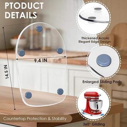 Thickened Acrylic Mixer Slider (Compatible with KitchenAid Mixer) (Slider for 4.5-5QT Stand Mixer) (Mixers Accessories) Sturdy Heavy-Duty Mixer Slider, Clear