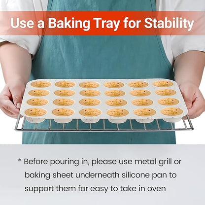 CAKETIME Silicone Mini Muffin Pan, 24 Cups Nonstick Mini Cupcake Pan for Baking Muffin, Cupcake, Egg Bites, Fat Bomb, 1 Pack Confetti