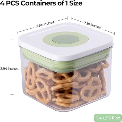 linoroso Pop Airtight Food Storage Containers with Time Recording Lids, BPA-Free Stackable Plastic Storage Containers Set of 4, Dry Cereal Container Set for Pantry Countertop Fridge Organization