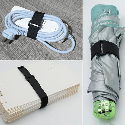 YiwerDer 1"x20FT Hook and Loop Straps, with 30 Plastic Buckles, Adjustable Fastening Cable Straps, Cut-to-Length Cinch Strap, Reusable Nylon Securing Cord Ties for Organizer or Storage - Black