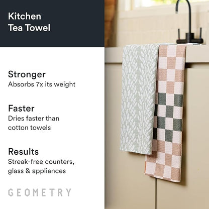 GEOMETRY Kitchen Tea Towels - Quick Dry Microfiber Dish Towels for Kitchen Checkmate CA, 18" x 30" 2-Pack