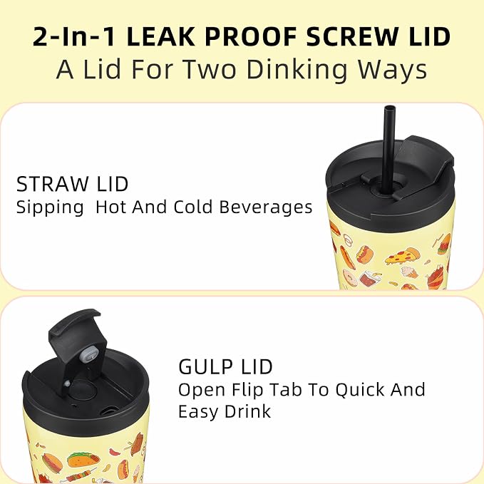 BJPKPK 18oz Tumbler With lid And Straw Stainless Steel Travel Coffee Mug Insulated Tumblers Cups,Yummy