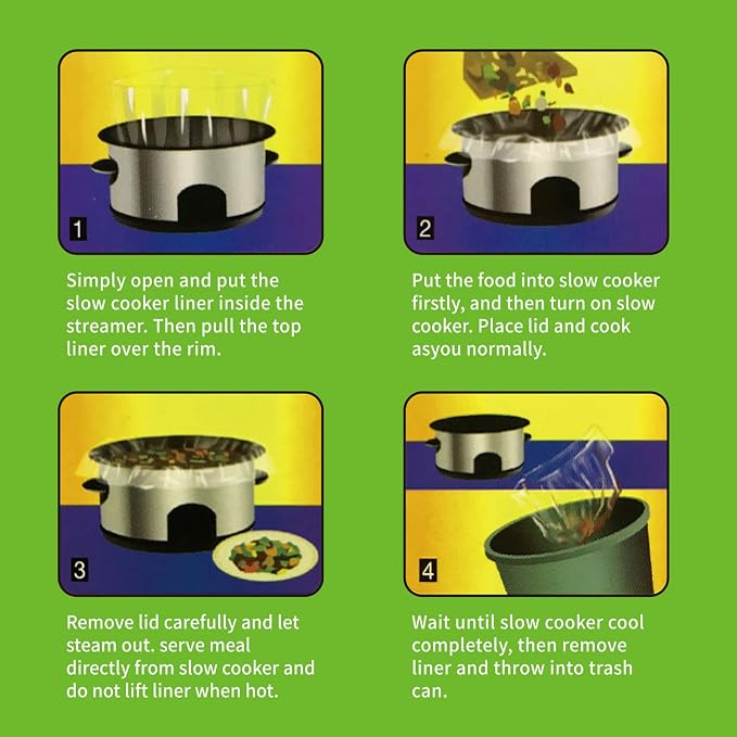 ECOOPTS Slow Cooker Liners Disposable Cooking Bags Small Size Pot Liners Fit 1QT to 3QT Suitable for Oval & Round Pot (10)