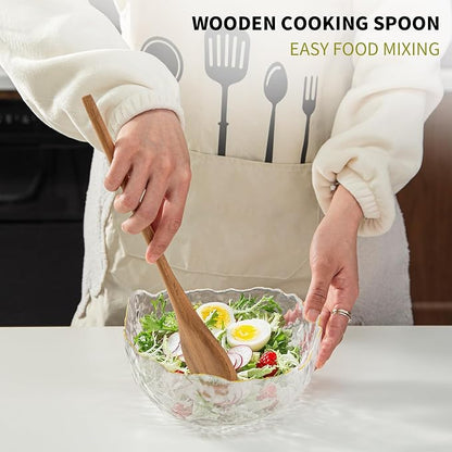 Wooden Spoons for Cooking, MZROO Wooden Spoon 12.5 Inch Long Handle Wooden Cooking Spoon Mixing spoons Tasting Spoons for Nonstick Cookware