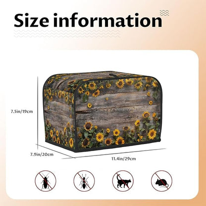2 Slice Wooden Sunflower Toaster Cover Waterproof Dust Fingerprint Bread Machine Cover Washable Kitchen Appliance Protector For Home Kitchen Bakeware Table Decor Women Gifts