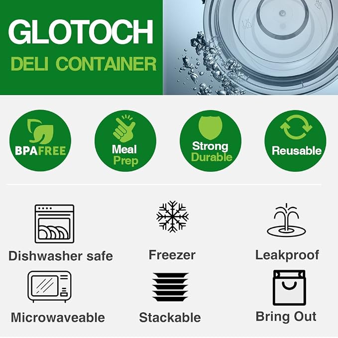 Glotoch 16 oz Meal Prep Containers with Lids (50 Pack) – Reusable & disposable plastic food storage containers, Leak-resistant bento boxes for salads, snacks and portion control
