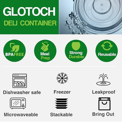 Glotoch 16 oz Meal Prep Containers with Lids (50 Pack) – Reusable & disposable plastic food storage containers, Leak-resistant bento boxes for salads, snacks and portion control