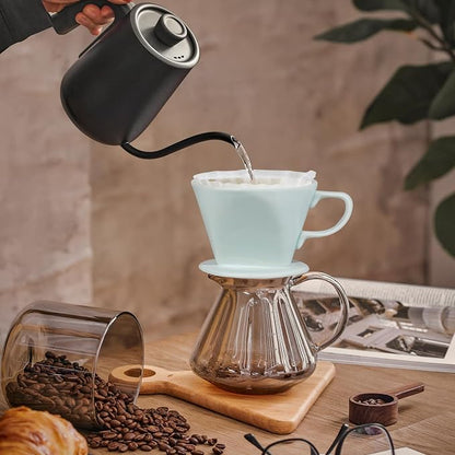 hailanbao Handmade Pour Over Ceramic Coffee Dripper - Authentic Brewing Experience for Camping, Office, and Home (Blue)