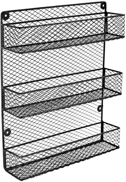Wall Mount Spice Rack – 3-Tier Kitchen Storage Organizer Shelf, Space-Saving Design, Includes 2 Racks