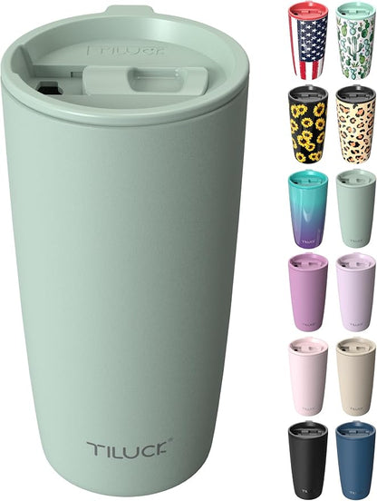 TILUCK 20 oz Insulated Tumbler with BPA-Free Lid, Stainless Steel Vacuum Travel Coffee Mug, Double Wall Coffee Tumbler（20oz，Matte MintGreen）