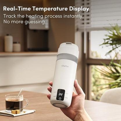 Travel Kettle 450ml,Portable Electric Water Boiler with Direct Sip Spout,4 Temp Control LED Display for Tea Coffee Baby Formula, Stainless Steel Fast Boil Kettle for Hotel Dorm,BPA-Free