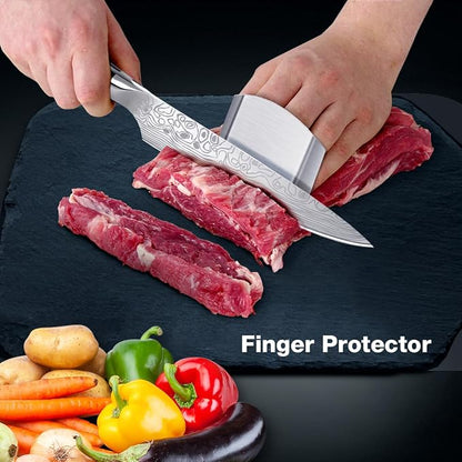 5PCS Kitchen Knife Set, High Carbon Stainless Steel Kitchen Knife Set, Professional 8 "Chef's Knife and 7" Nakiri Knife and Multi-Purpose Knife Set, Sharpener, Finger Protector