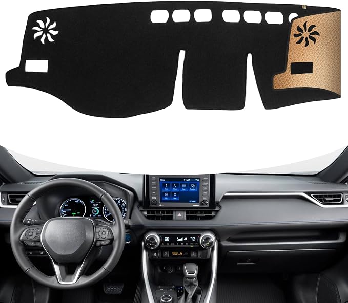 Dash Cover, Anti-Glare, Sun Protection, Dustproof, UV-Proof, Dashboard Covers, Interior Car Accessorie Fit for 2019-2024 to-yota RAV4, 2021-2024 RAV4 Prime (Not Fit w/HUD Models), Black