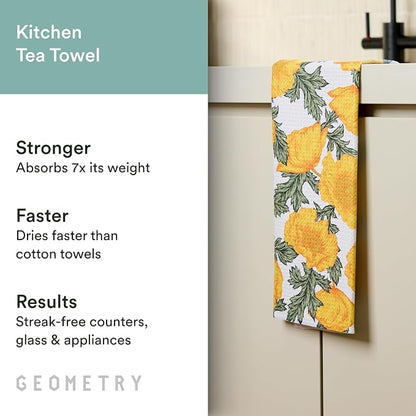 GEOMETRY Tea Towels – Spring & Summer Collection – Quick-Dry, Ultra-Absorbent, Reusable Microfiber Kitchen Towels for Drying & Cleaning - Field of Gold - 1 Pack