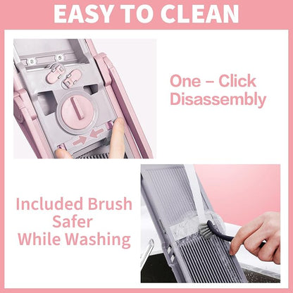 Jonscook Safe Mandoline Food Slicer for Kitchen - Vegetable Chopper With Adjustable Thickness, Multifunctional Veggie Chopper Vegetable Cutter Slicer Dicer For Onion Potato Tomato - Pink