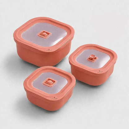 3 Pack Food Storage Containers with Easy-Open Vent Lids, Leak Resistant BPA-Free Meal Prep Containers, Microwave Freezer Dishwasher Safe, Stackable Food Containers,Brick Red，17oz 34oz 51oz