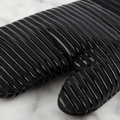 KitchenAid Quilted Cotton Terry Cloth Oven Mitt, Pot Holder, Kitchen Towel 4-Pack Set, Heat Resistant, Silicone Grip, Gift Set, Matte Black, 16"x26", 7"x13" & 7"x10"