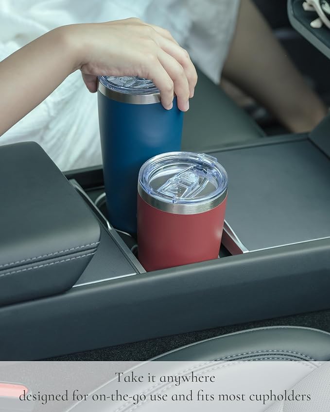 Travel Coffee Tumbler 20oz, Leakproof Travel Coffee Mug with Dual Lids and Straw, Stainless Steel Double Wall Vacuum Insulated Tumbler for Hot/Iced Drinks (Navy Blue, Textured Matte)