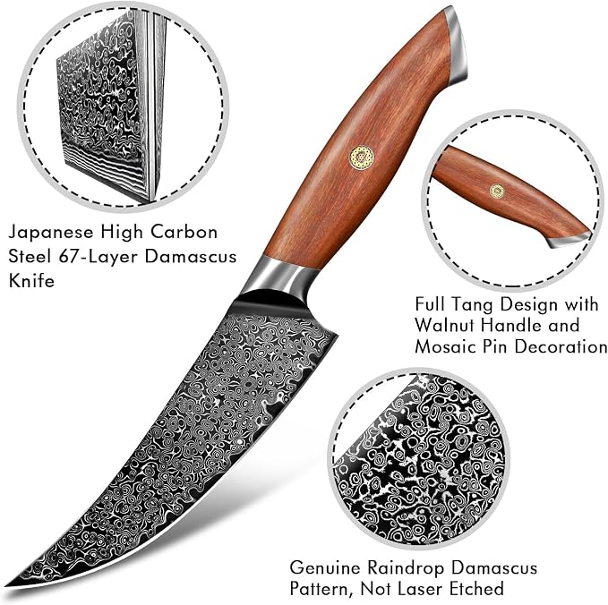 Freelander 6.1 inch Viking Knife – Traditional Viking Style Blade with 4.9 inch Walnut Handle, Full Tang Construction – Unique Outdoor Knife with Premium Craftsmanship