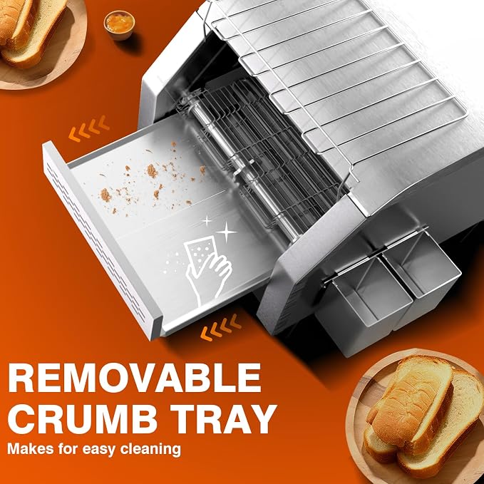PYY Commercial Conveyor Toaster 300pcs/h - Electric Conveyor Belt Toaster for Toast, Bun, Bagel, Bread, Heavy Duty Stainless Steel Toaster Oven for Restaurant, Bakery, Buffet Use
