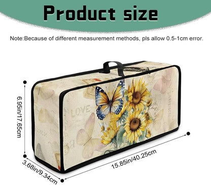 Toaster Cover 2 Slice Sunflower Butterfly Water-Resistant Folding 2 Slice Slim Toaster Cover, Heat-Resistant Dustproof Protective Covers for Small Appliance, Beige