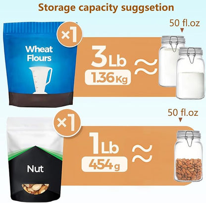 Clear Food Storage Jars 50oz Square, Airtight Glass Canister with Lids Set of 3, Kitchen & Pantry Organization Food Storage Container for Canning, Sugar, Flour, Candy, Cereal, Coffee