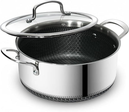 USELUCK Nonstick 5-QT Stock Pot with Glass Lid,Stay-Cool Handle,Oven-Safe,Dishwasher-safe,Compatible with All Cooktops.
