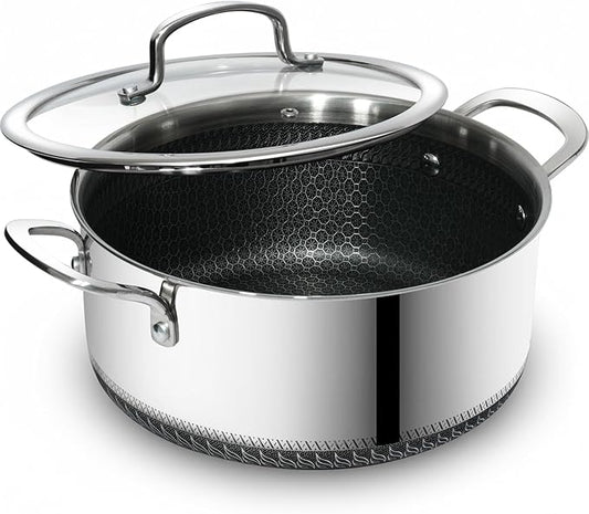 USELUCK Nonstick 5-QT Stock Pot with Glass Lid,Stay-Cool Handle,Oven-Safe,Dishwasher-safe,Compatible with All Cooktops.