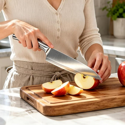 Chef Knife,7.2" Professional Kitchen Knife for Cooking,Made of Stainless Steel,Ultra Sharp for Cutting food,with Ergonomic Handle,for Home & Restaurant Silver