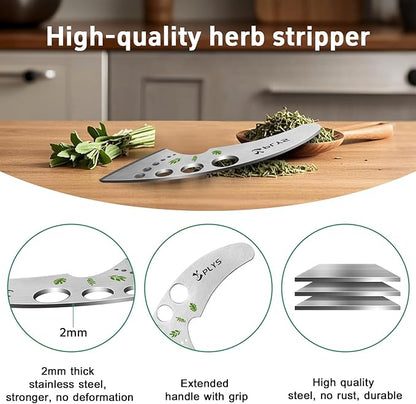 Plys Herb Stripper Tool for Basil - Stainless Steel Kitchen Herb Cutter 9 Holes, Unique Chef Tools for Kale, Chard, Collard Greens, Rosemary, Thyme, Parsley, 2026 Professional Kitchen Gadgets
